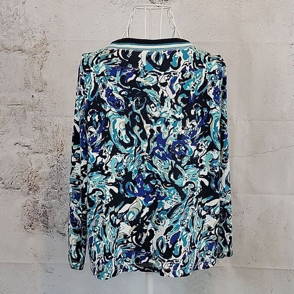 Christopher & Banks casual shacket watercolor print Women's Size MP - Picture 6 of 11